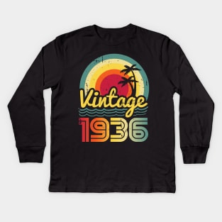 Vintage 1936 Made in 1936 87th birthday 87 years old Gift Kids Long Sleeve T-Shirt